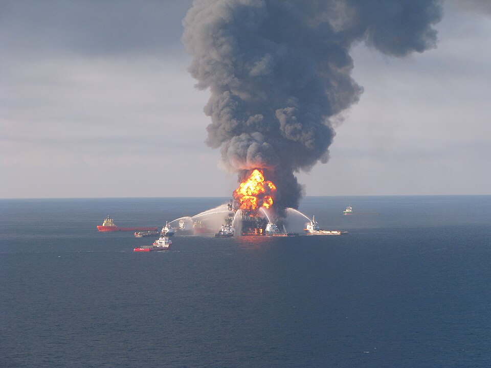 U.S. Coast Guard photograph of the Deepwater Horizon fire in April 2010